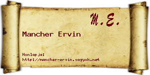 Mancher Ervin névjegykártya